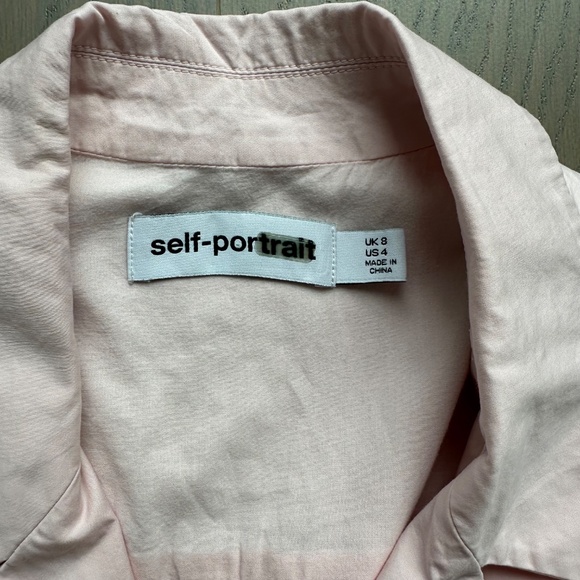 Self-Portrait Pink Cutout Cut Out Mini Dress Lace Appliqué Shirt Dress - US 4 - Picture 6 of 10